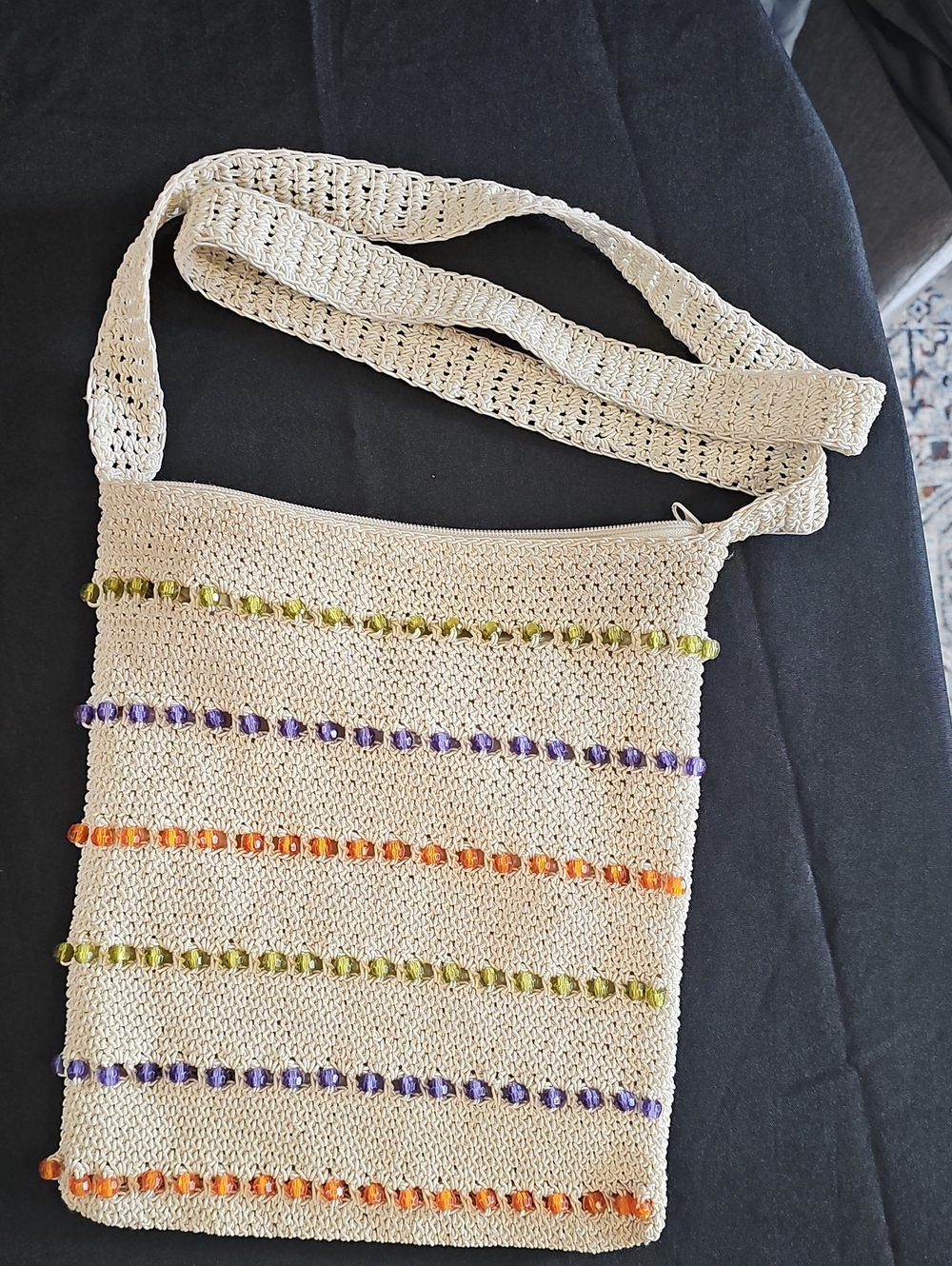 JACKSON The Sak Cream Crochet Crossbody with Multicolor Beads